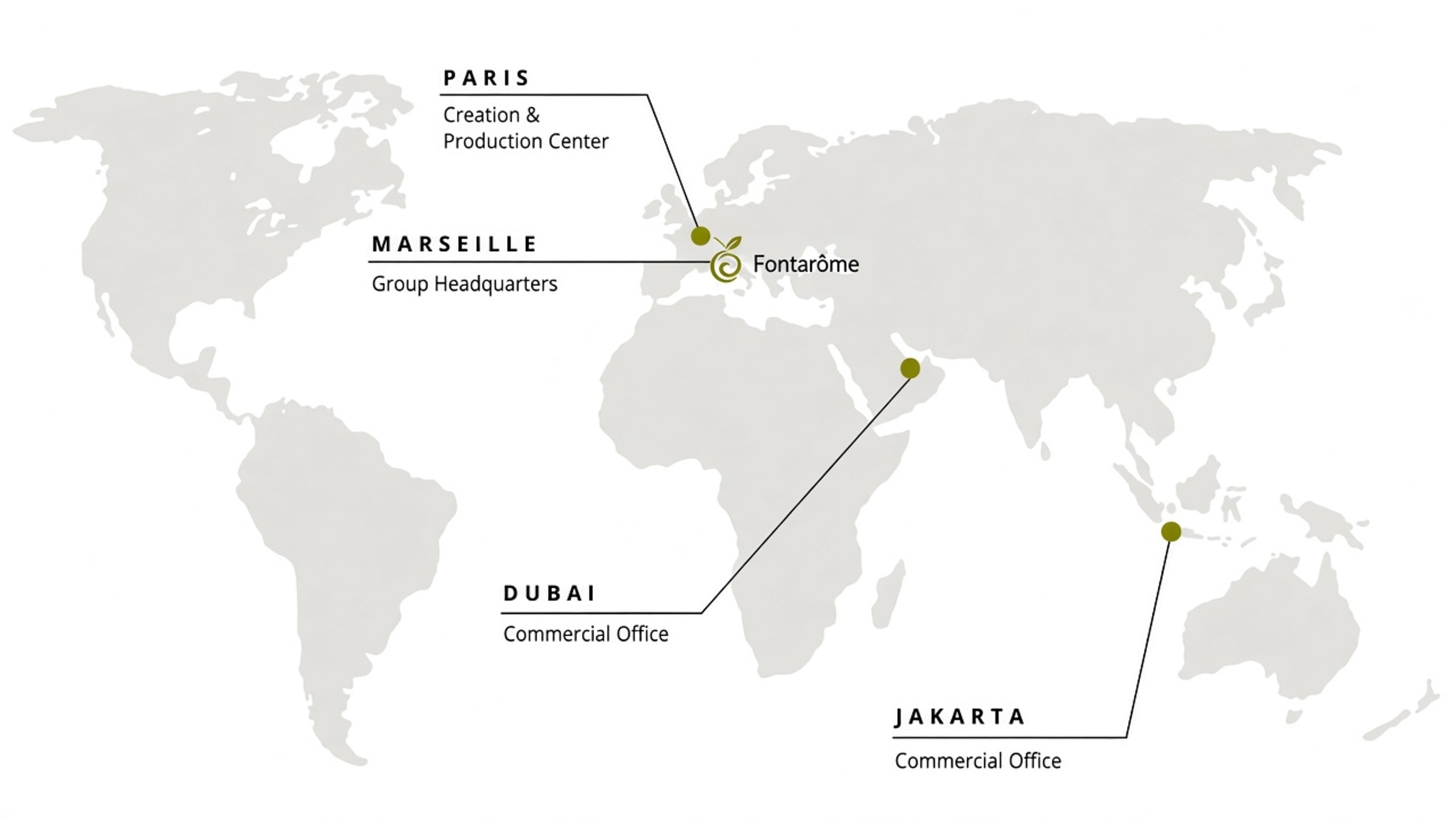 Fontarôme map: Paris, Marseille, Dubai, Jakarta